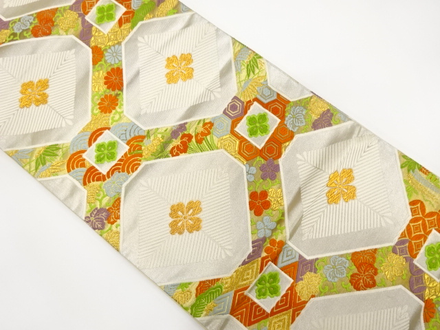 JAPANESE KIMONO / ANTIQUE FUKURO OBI / SILK / WOVEN CLASSICAL PATTERN